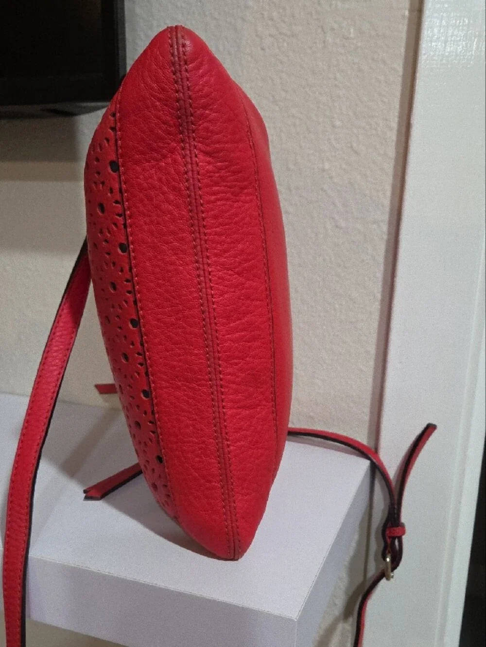 kate spade Red Perforated Leather Shoulder Crossbody Bag